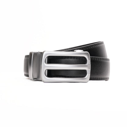 Plus Size - Bravano - Brushed Silver - Vegan leather Men’s belt (47" - 60")
