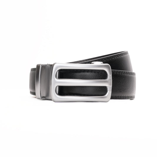 Plus Size - Bravano - Brushed Silver - Vegan leather Men’s belt (47" - 60")