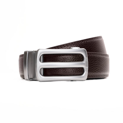 Plus Size - Bravano - Brushed Silver - Vegan leather Men’s belt (47" - 60")