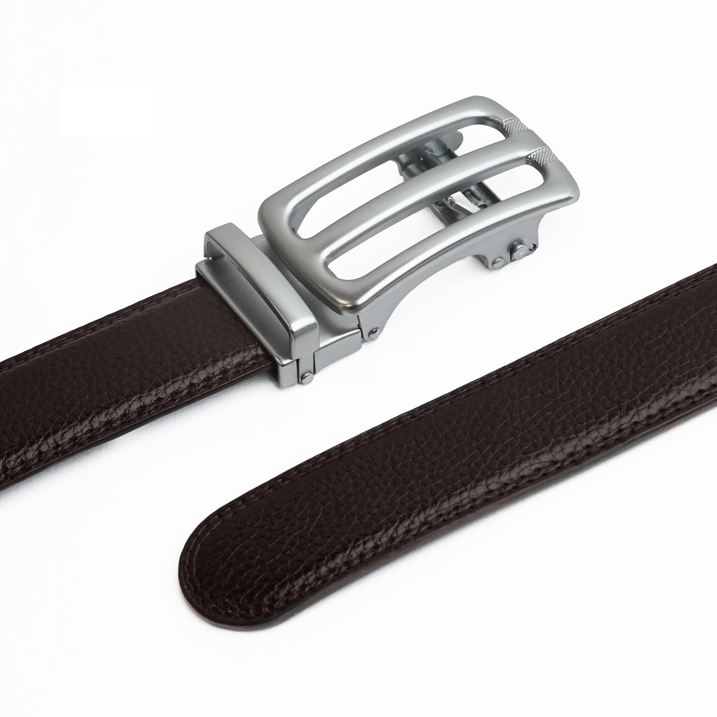 Bravano - Brushed Silver - Vegan leather Men’s belt (24" - 46")
