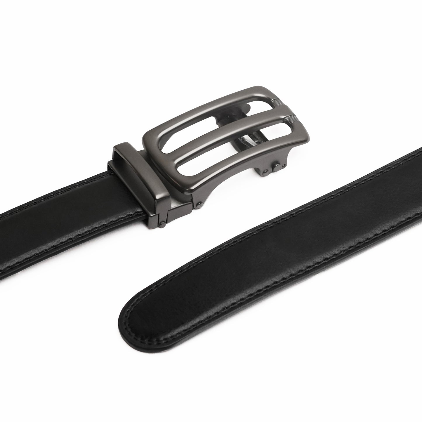 Plus Size - Bravano - Gun Metal - Vegan leather Men’s belt (47" - 60")