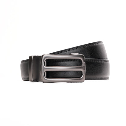 Plus Size - Bravano - Gun Metal - Vegan leather Men’s belt (47" - 60")