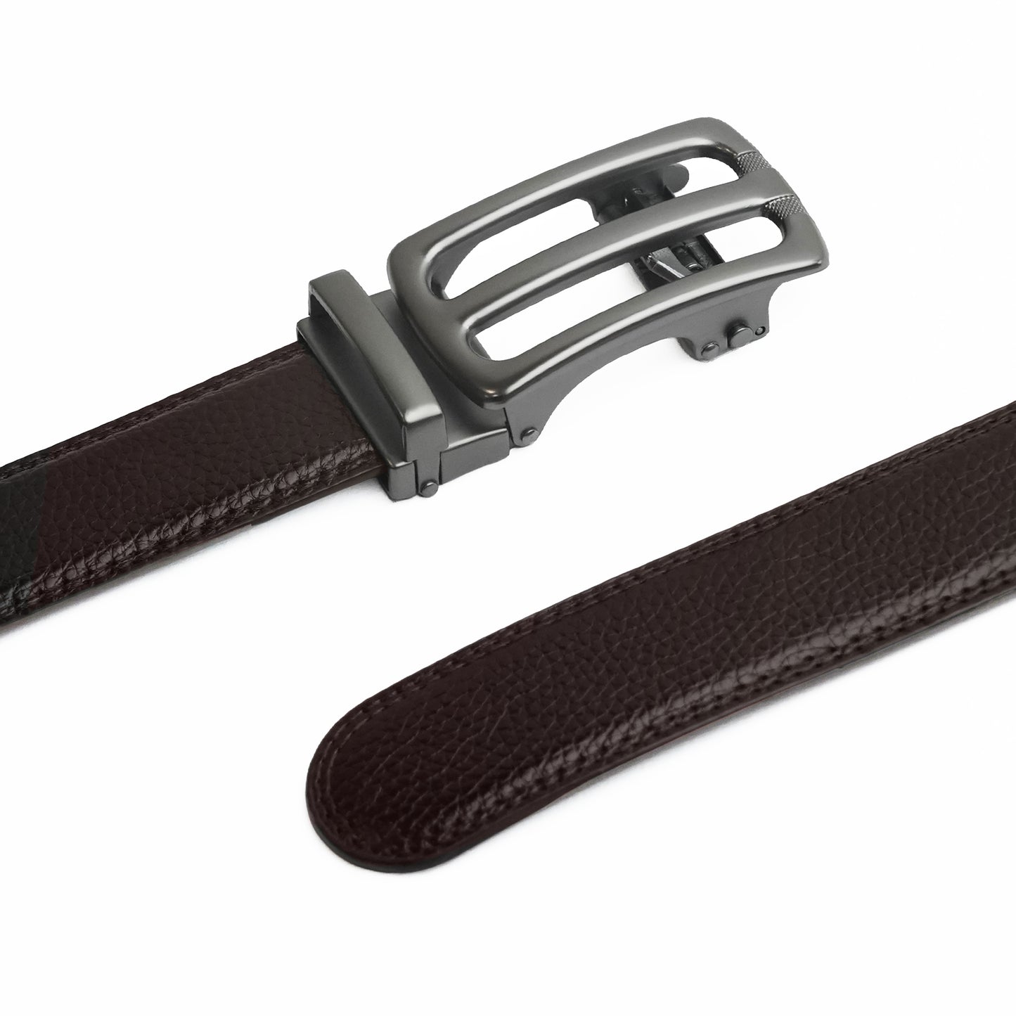 Plus Size - Bravano - Gun Metal - Vegan leather Men’s belt (47" - 60")