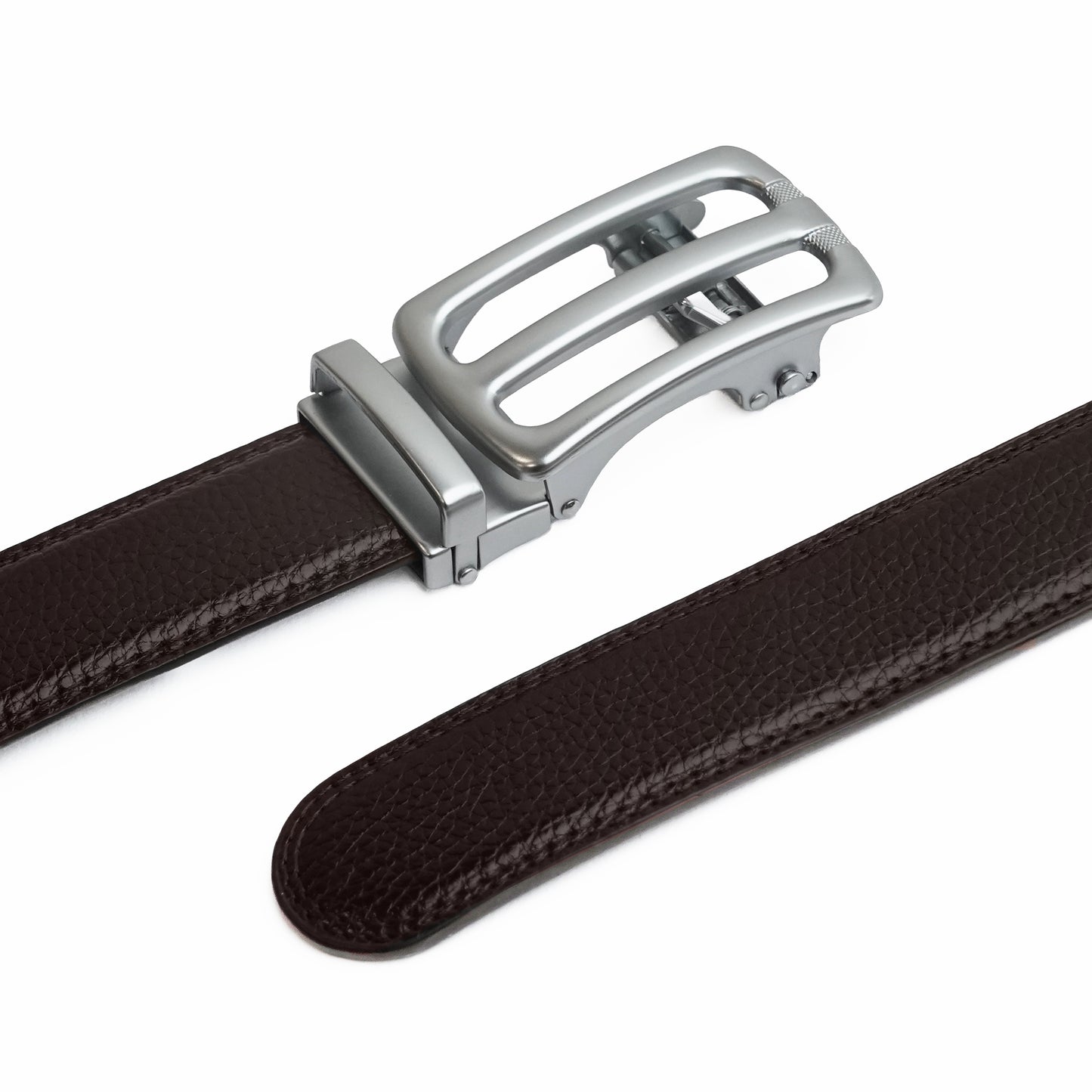Plus Size - Bravano - Brushed Silver - Vegan leather Men’s belt (47" - 60")