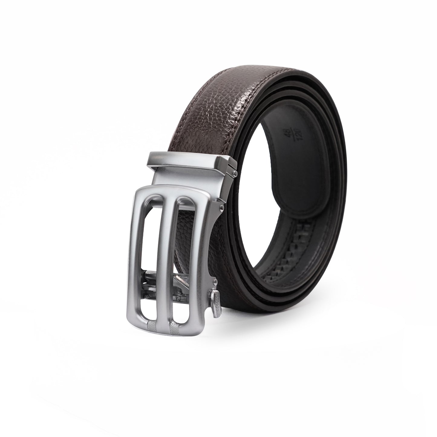 Plus Size - Bravano - Brushed Silver - Vegan leather Men’s belt (47" - 60")