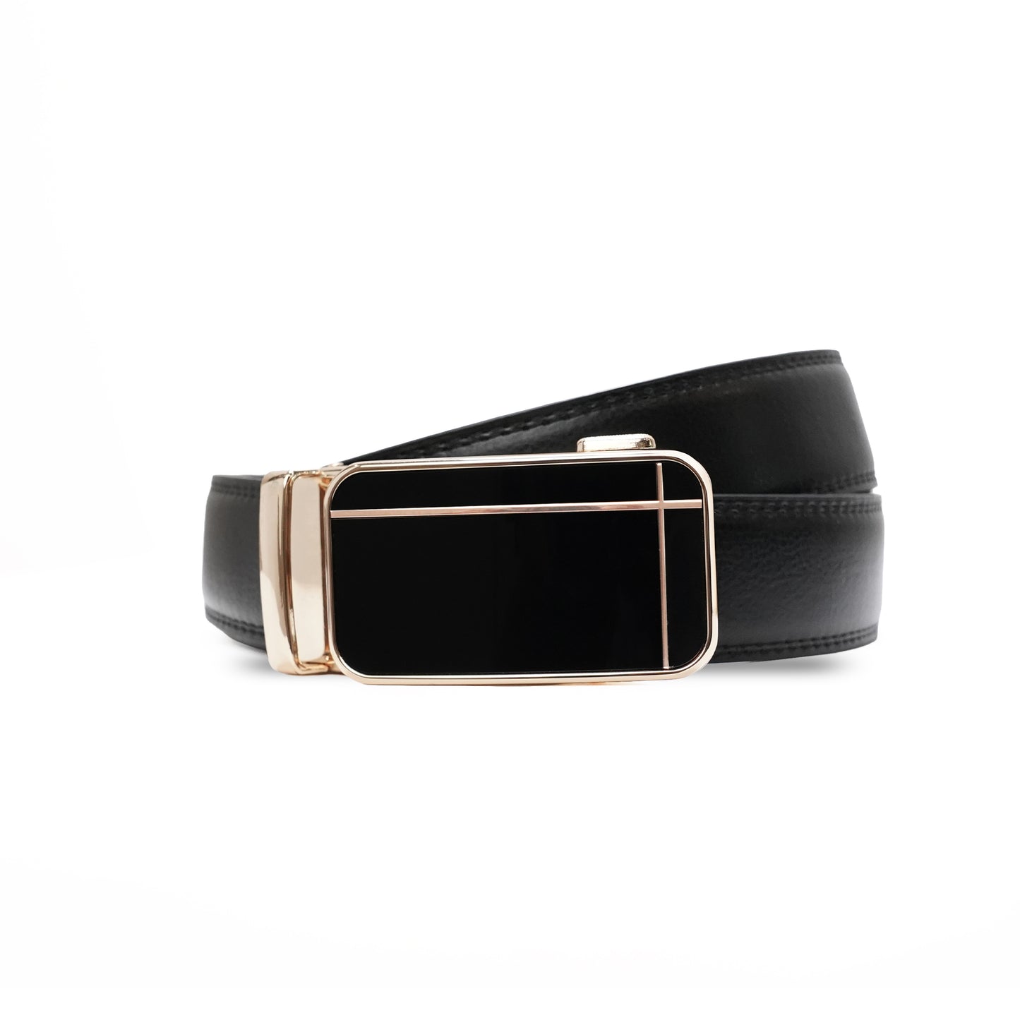 Plus Size - Cross Gold - Vegan leather Men’s belt (47" - 60")