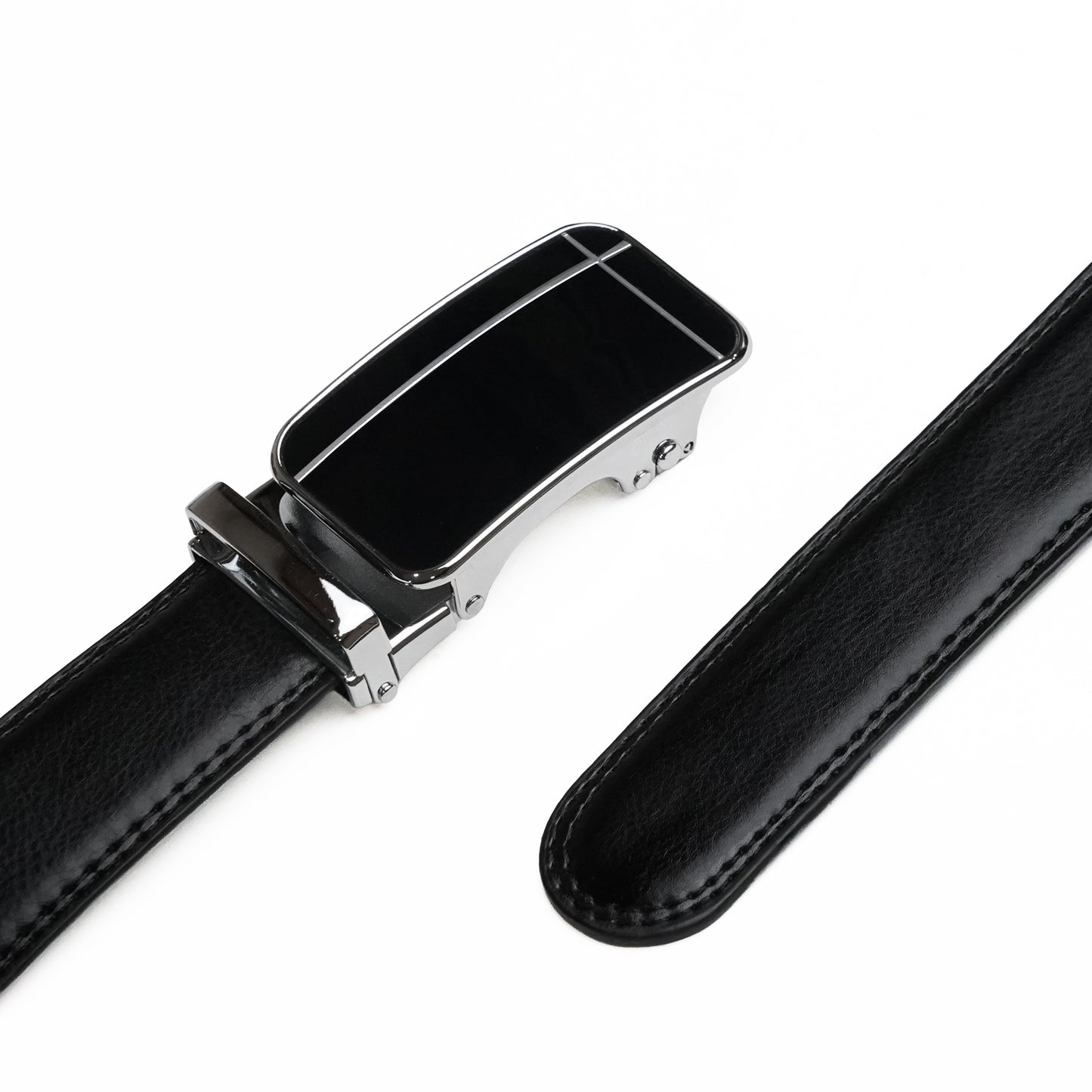 Plus Size - Cross Silver - Vegan leather Men’s belt (47" - 60")
