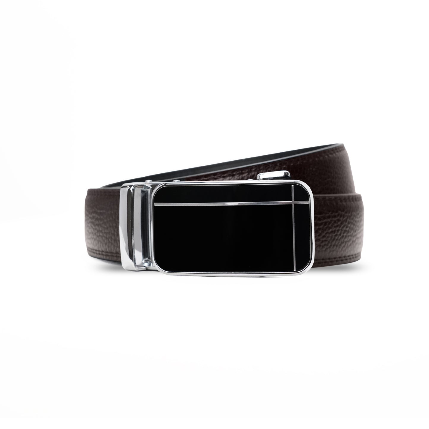 Plus Size - Cross Silver - Vegan leather Men’s belt (47" - 60")