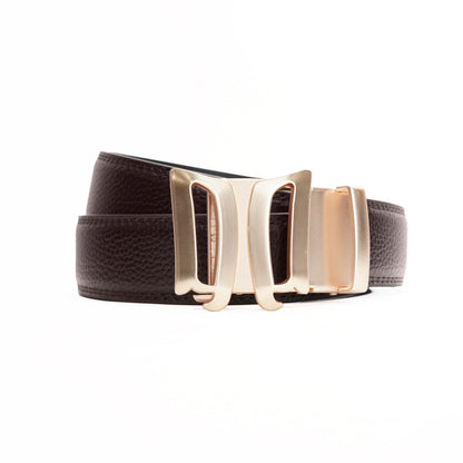 Infinia - Brushed Gold - Vegan leather Men’s belt (24" - 46")