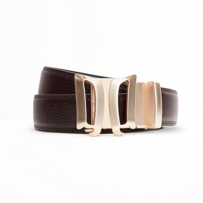 Plus Size - Infinia - Brushed Gold - Vegan leather Men’s belt (47" - 60")