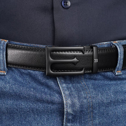 Modena - Matte Black - Vegan leather Men’s belt (24" - 46")