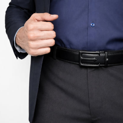 Modena - Matte Black - Vegan leather Men’s belt (24" - 46")