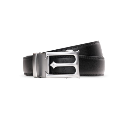 Plus Size - Modena - Brushed Silver - Vegan leather Men’s belt (47" - 60")