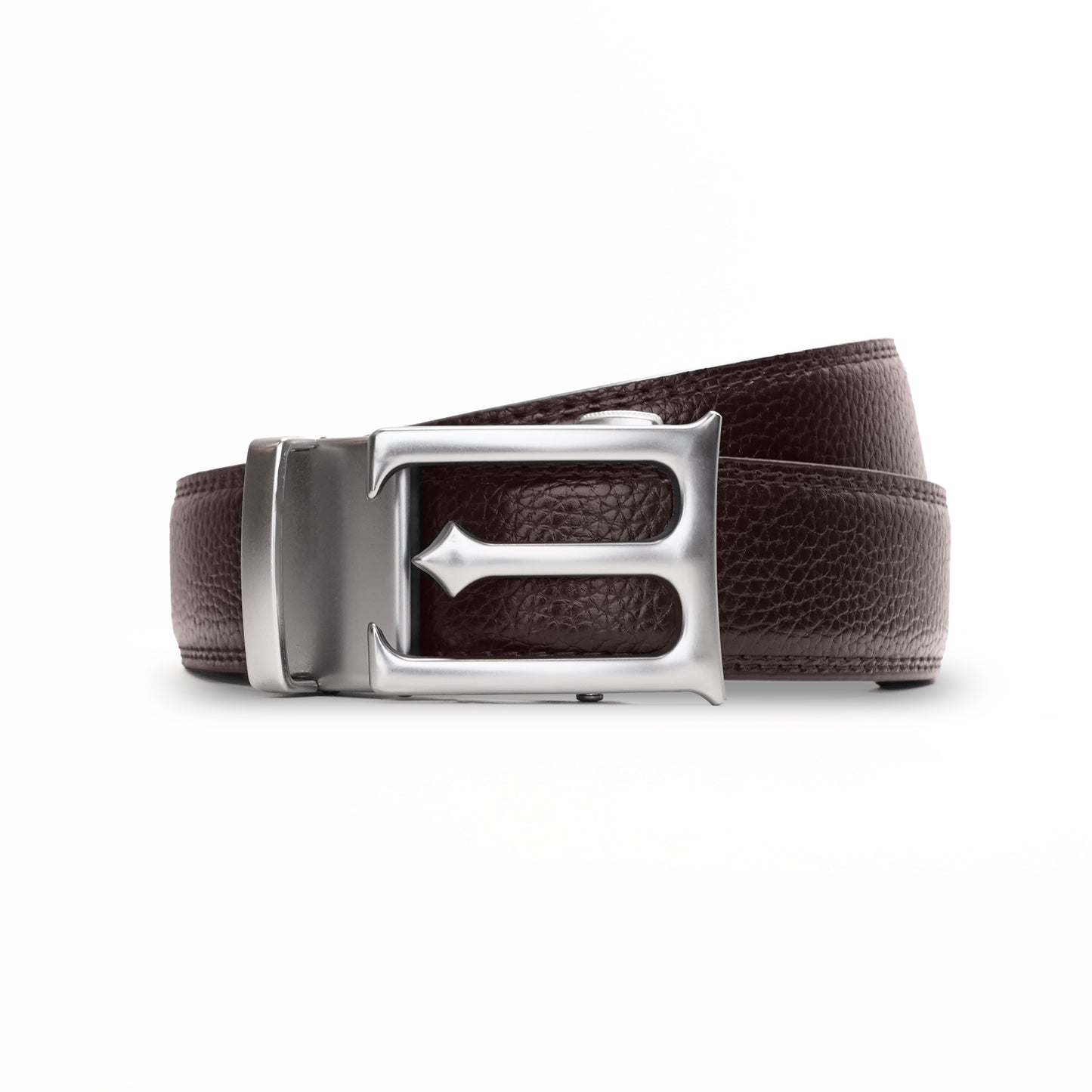 Plus Size - Modena - Brushed Silver - Vegan leather Men’s belt (47" - 60")