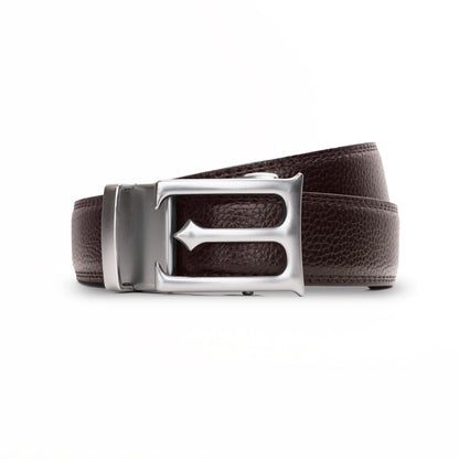 Plus Size - Modena - Brushed Silver - Vegan leather Men’s belt (47" - 60")