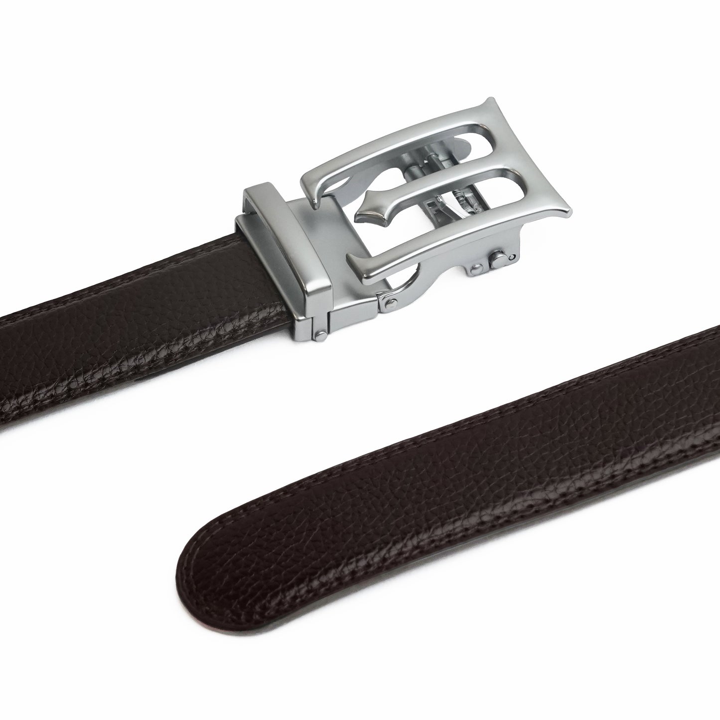 Plus Size - Modena - Brushed Silver - Vegan leather Men’s belt (47" - 60")