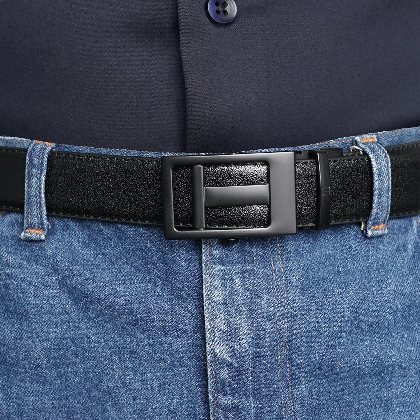 NexGrid - Matte Black - Vegan leather Men’s belt (24" - 46")