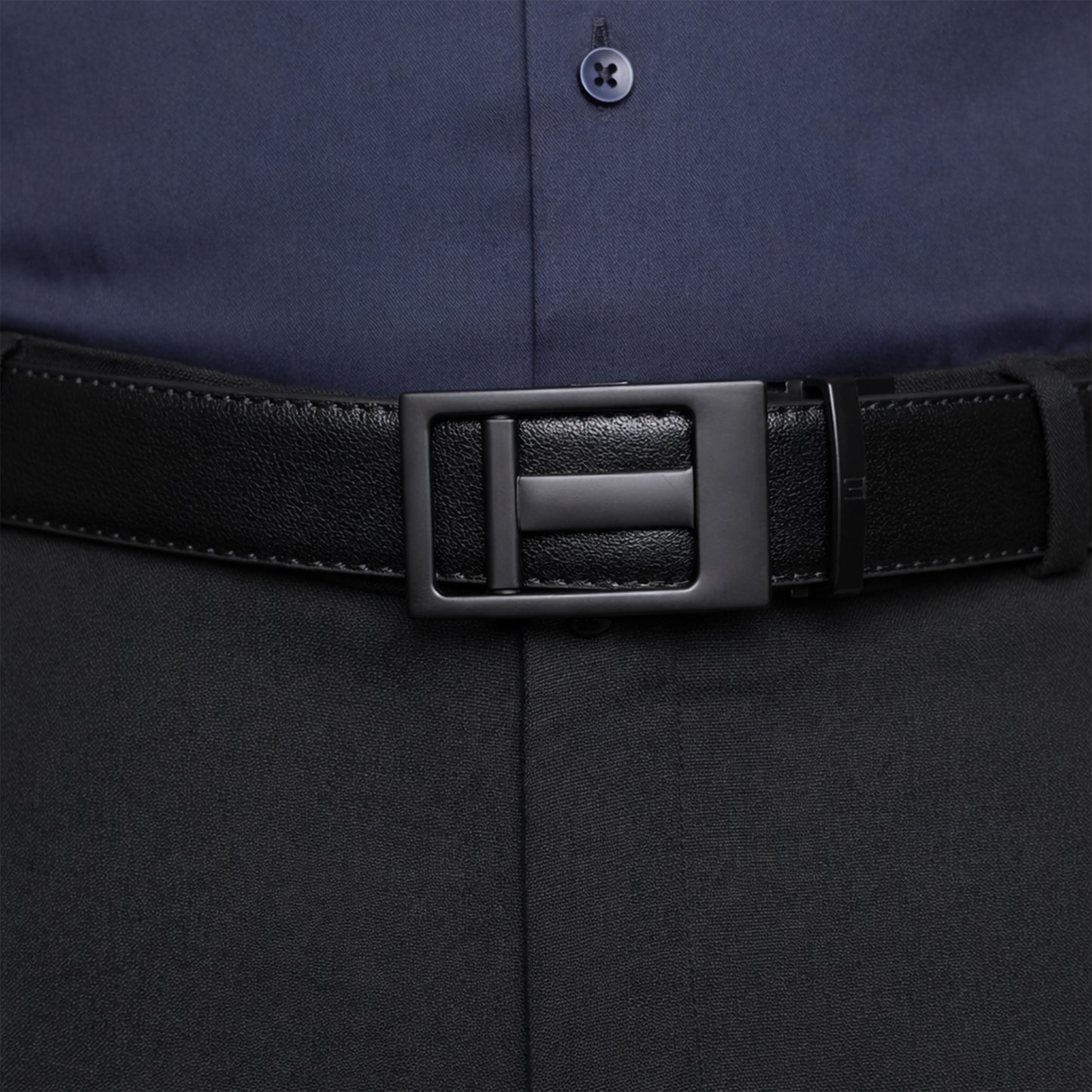 Plus Size - NexGrid - Matte Black - Vegan leather Men’s belt (47" - 60")