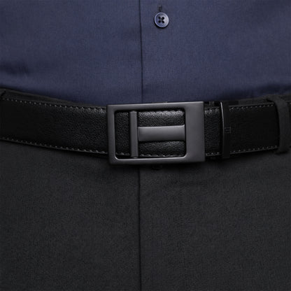 Plus Size - NexGrid - Matte Black - Vegan leather Men’s belt (47" - 60")