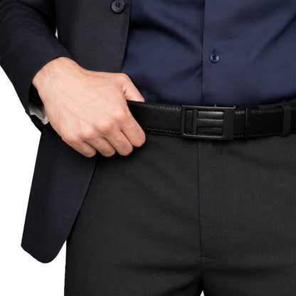 NexGrid - Matte Black - Vegan leather Men’s belt (24" - 46")