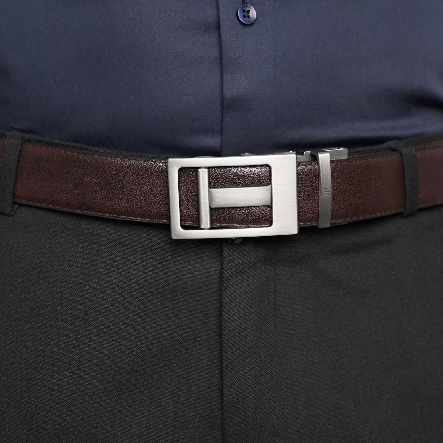 Plus Size - NexGrid - Shale - Vegan leather Men’s belt (47" - 60")