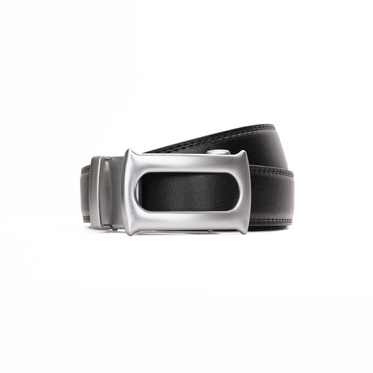 Plus Size - Oster - Brushed Silver - Vegan leather Men’s belt (47" - 60")