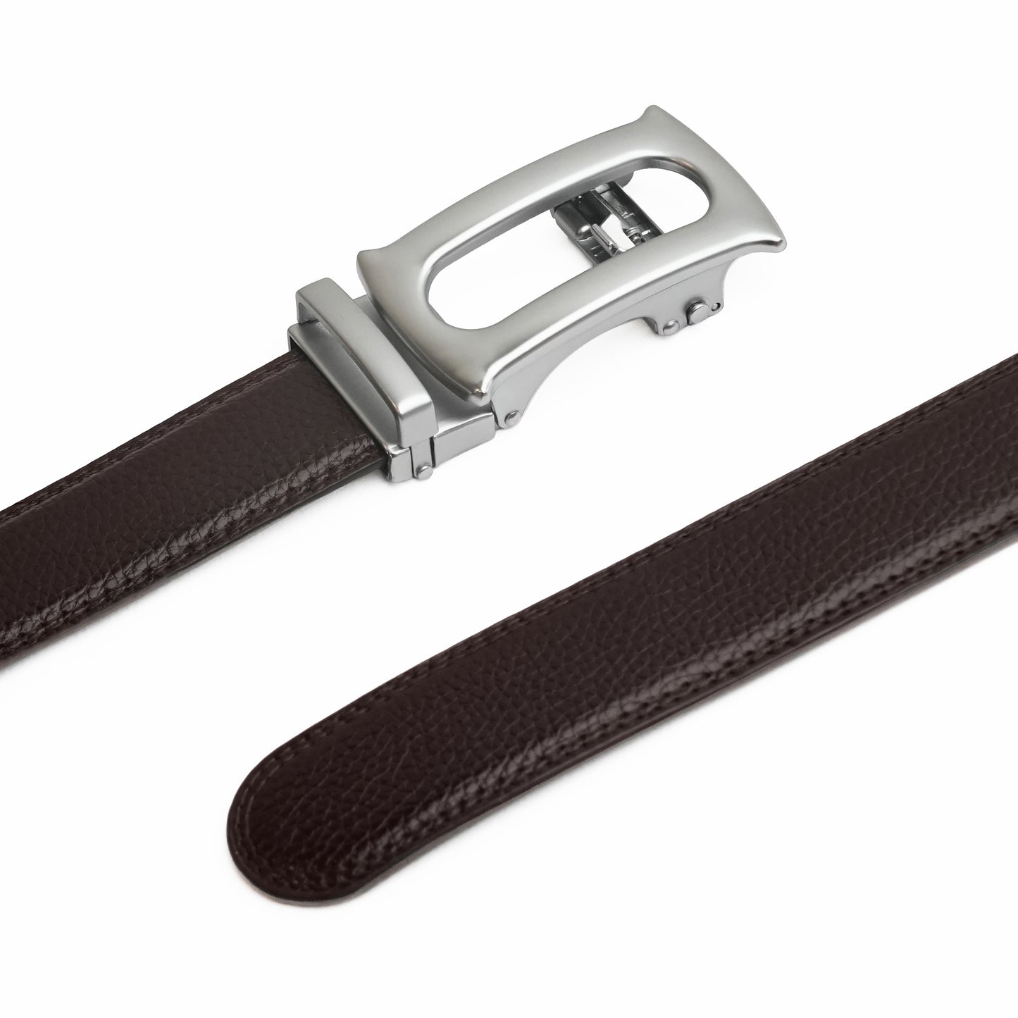 Plus Size - Oster - Brushed Silver - Vegan leather Men’s belt (47" - 60")
