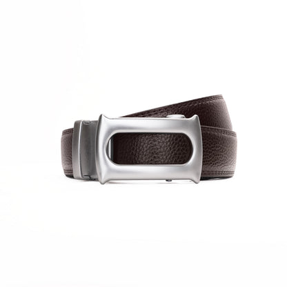 Plus Size - Oster - Brushed Silver - Vegan leather Men’s belt (47" - 60")