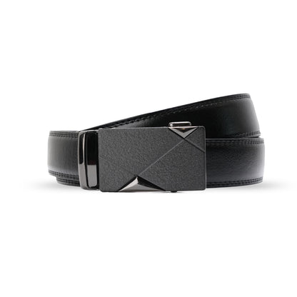 Plus Size - Rex Black - Vegan leather Men’s belt (47" - 60")