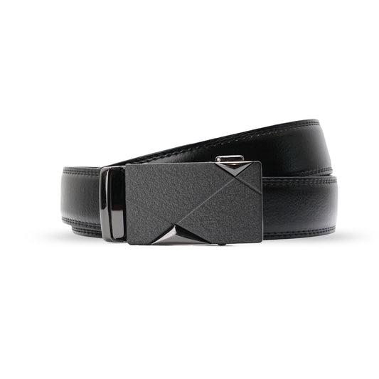 Plus Size - Rex Black - Vegan leather Men’s belt (47" - 60")