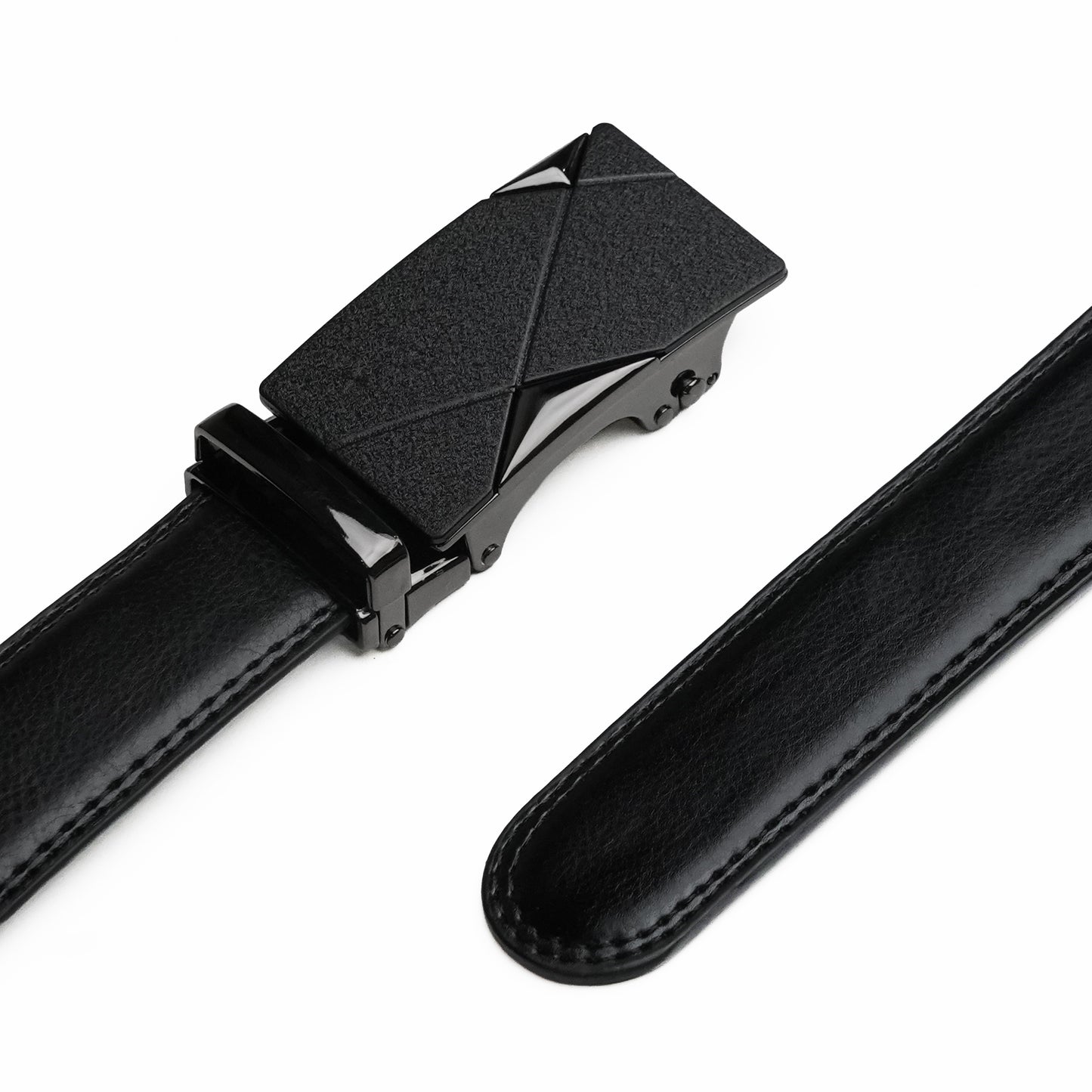 Plus Size - Rex Black - Vegan leather Men’s belt (47" - 60")