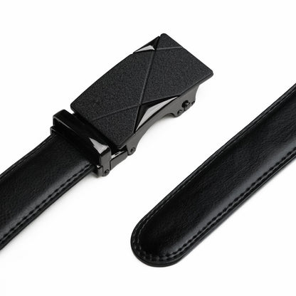 Plus Size - Rex Black - Vegan leather Men’s belt (47" - 60")