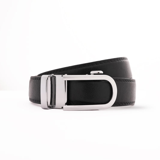 U-Bend Silver - Vegan leather Men’s belt (24" - 46")