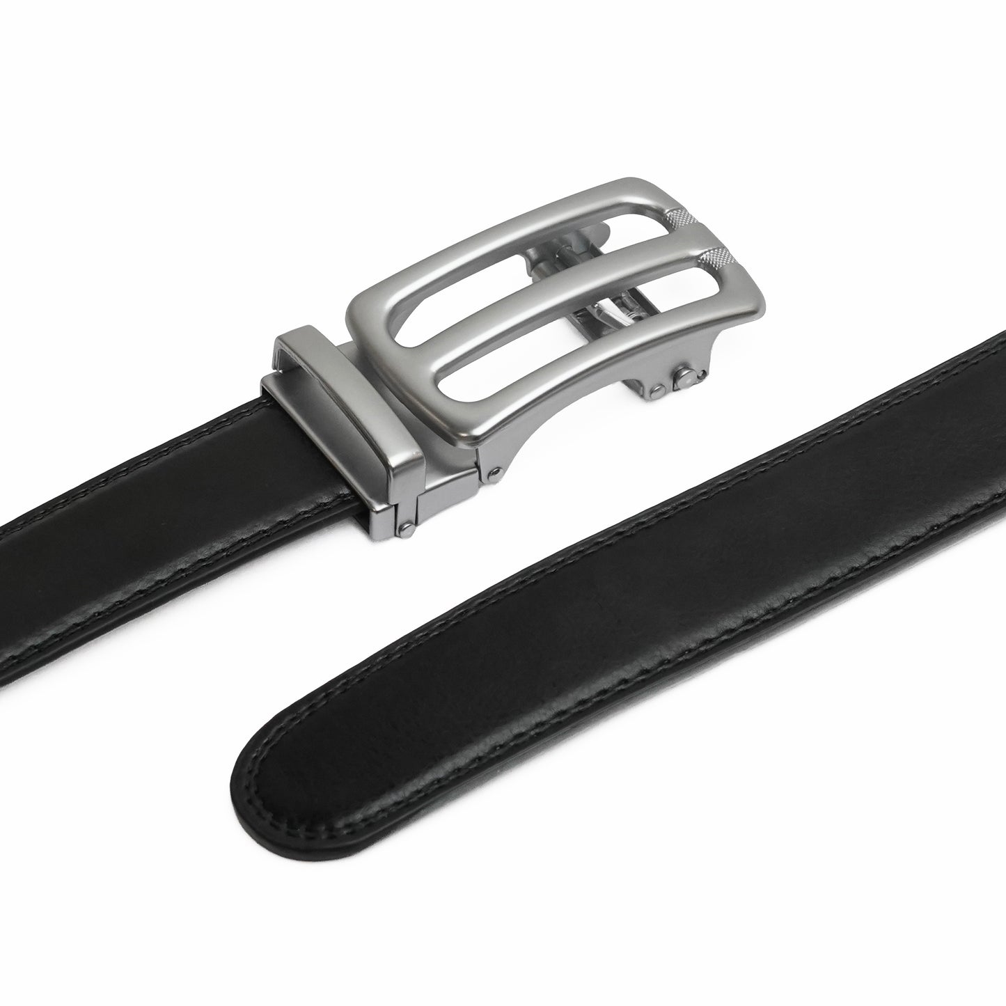 Plus Size - Bravano - Brushed Silver - Vegan leather Men’s belt (47" - 60")