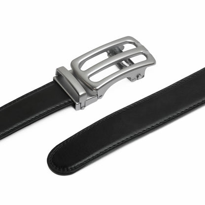Plus Size - Bravano - Brushed Silver - Vegan leather Men’s belt (47" - 60")